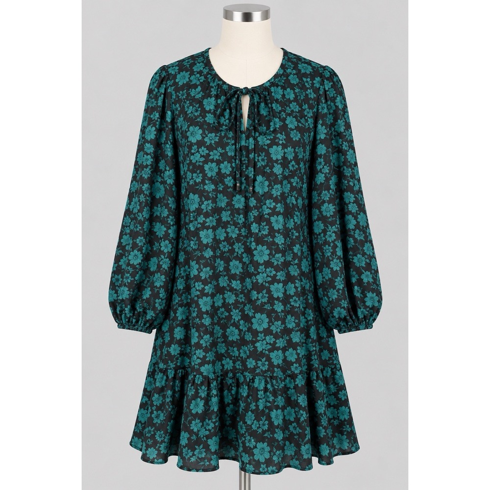 Draper James Dress Womens 2X Black Green Floral Garden Fall Lightweight NEW